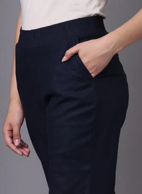 Navy Blue Long Plain Pant