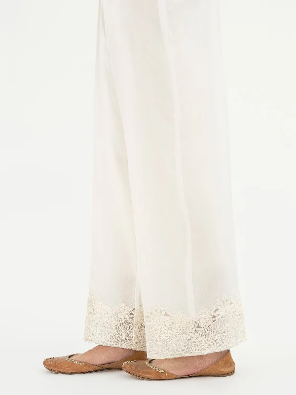 Embroidered Satin Trouser (Pret)