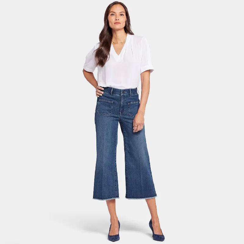 Patchie Wide Leg Capri Jeans - Fanciful