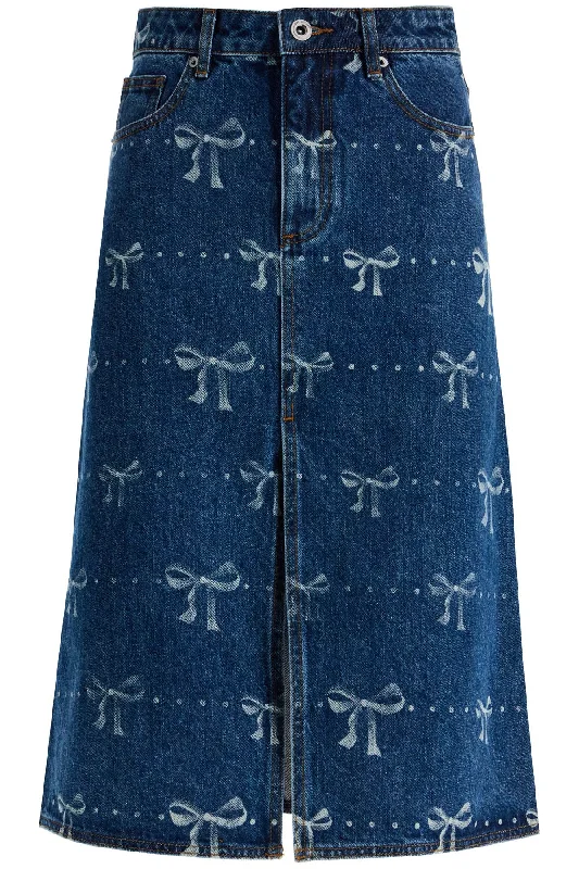 ""denim skirt with bow print AW24 815MSK BL BLUE