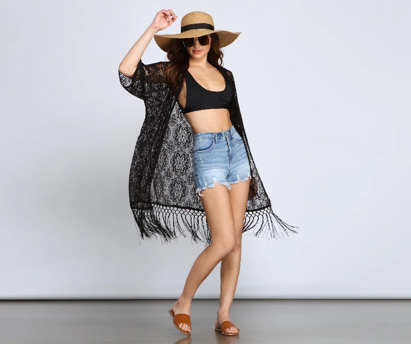 Bohemian Fringe Lace Kimono