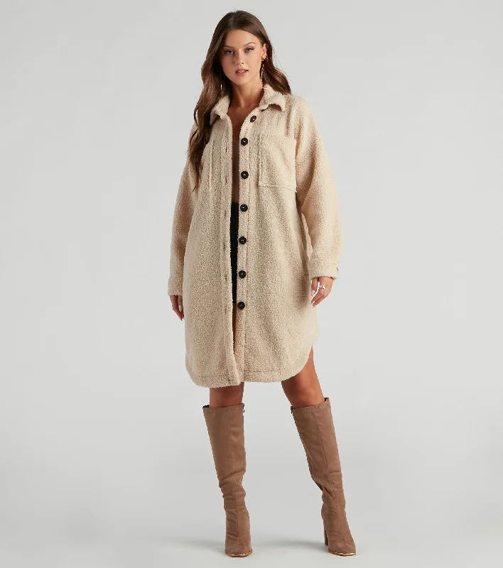 Cozy Days Sherpa Longline Shacket