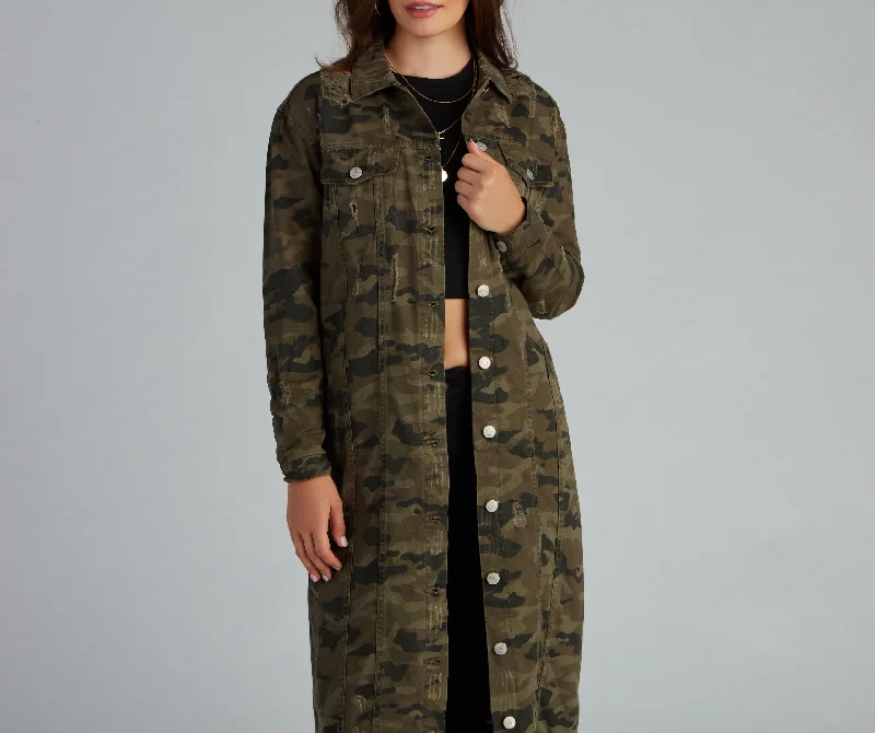 Step Up Camo Long Line Jacket