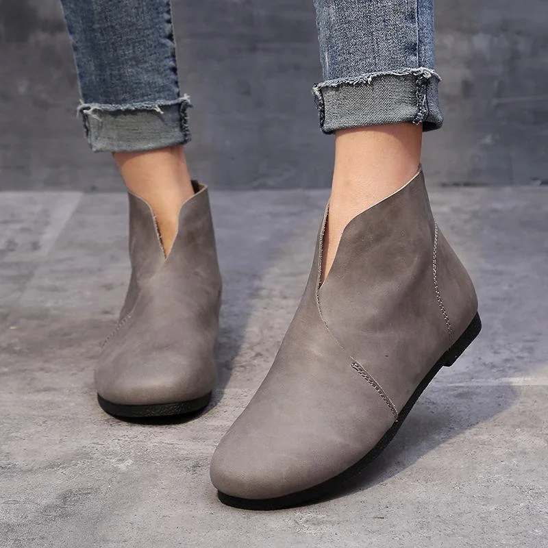 Flat Soft Bottom Casual Retro Literary Fan Single Boots