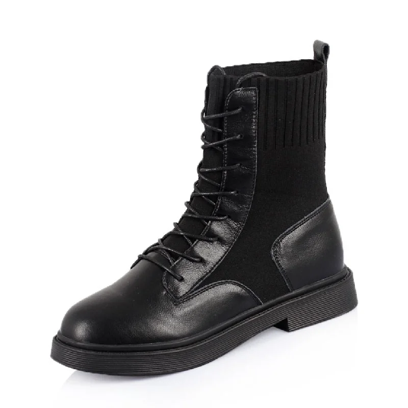 Leather Paneled Martin Boots